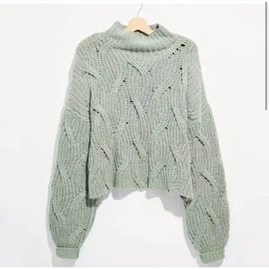 FREE PEOPLE Seasons Change Boxy Sweater Bubble Sleeves in Sage Green Size S thumbnail 3