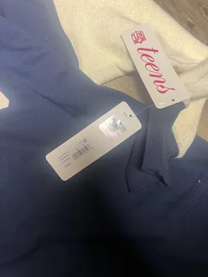 Patriots Navy and White Crewneck Pullover Sweatshirt Blue Size undefined thumbnail 2