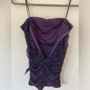 Lulus Flirty Vibes Purple Multi Sparkly Ruched Bodycon Mini Dress NEW size M thumbnail 8