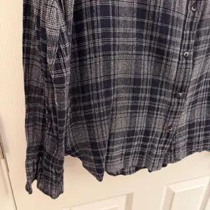 Madewell Black Gray Plaid Westward Bell Sleeve Wool Shirt Small thumbnail 6