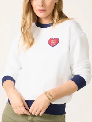 NWT EVEREVE X Lifetime Love Your Life Patch Sweatshirt Size XS thumbnail 1