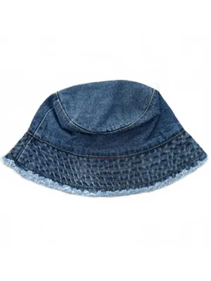 Mango Cotton Frayed Denim Bucket Hat NWT Blue thumbnail 5