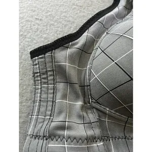 Womens Full Coverage Push Up Bra Wide Strap Padded Plunge Gray Black Plaid Large thumbnail 6