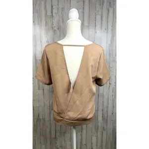 NWT Buckle Women's Taupe Short Sleeve Crew Neck Open-Back‎ Top Size Small Casual thumbnail 5
