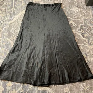 Zara Charcoal Satin Midi Skirt, High-Waisted, Size L thumbnail 1