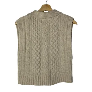 Pink‎ Rose Cream Cable Knit V-Neck Sleeveless Sweater S thumbnail 2