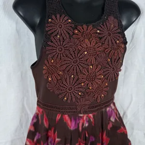 Free People Morning Meadows Crochet Applique Mini Dress S Fairy Grunge Boho thumbnail 5