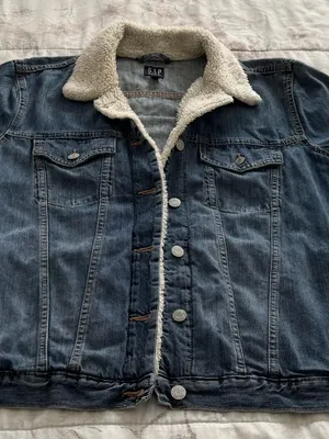GAP Icon Light Blue Sherpa-Trim Denim Jacket, size 2XL plus outdoor casual thumbnail 5