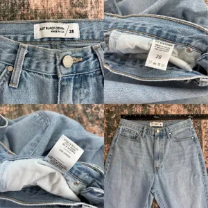 Just Black‎ Denim Straight Leg Jeans Size 28 Distressed Light Wash Made In USA thumbnail 5
