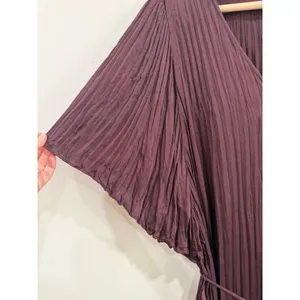 Vince Oxblood Pleated Crushed Satin V-Neck Midi Dress with Pockets Sz Medium thumbnail 6