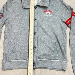 Colosseum Athletics Women Wisconsin Badgers Button Up Sweatshirt Gray Large‎ thumbnail 6