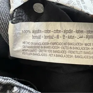 Zara High Rise Straight Acid Wash Jeans Black Grunge Raw Hem Size 4 thumbnail 6