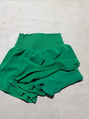 Aerie offline real me High-Waist Smocked Green Women’s Shorts small thumbnail 7