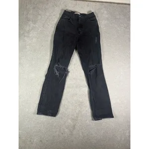 Abercrombie & Fitch The 90s Straight Ultra High Rise Jeans 27/4 Black Curve Love thumbnail 2