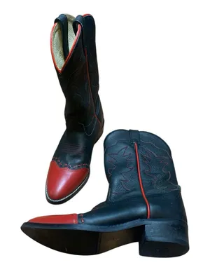 Dan post size 5 D Black Red leather Cowboy Boots country western rodeo thumbnail 1