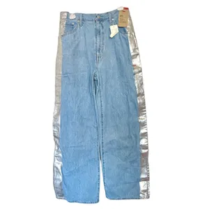 NWT Levi's Cinch Baggy Wide Leg Jeans Rain Or Shine Metallic Stripe 30x31 thumbnail 5