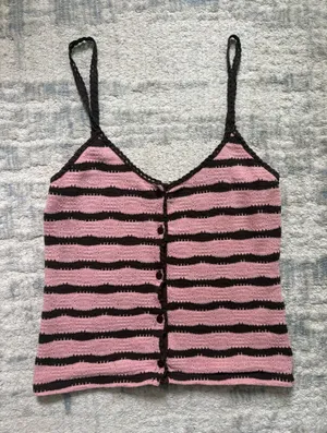 Worn Once Zara Pink and Brown Striped Knit Cami Tank thumbnail 1