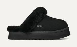 Ugg Women's Disquette Black Shearling Platform Slippers Clogs Size 8 thumbnail 1