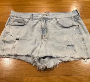 Old Navy boyfriend dristress raw hem light blue jeans size 8 . thumbnail 1