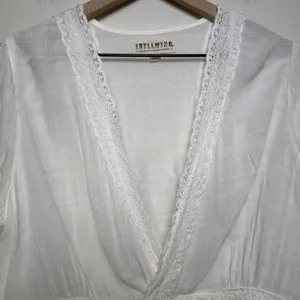 Idyllwind‎ Women Babydoll Top Medium Top Ivory Lace Trim Crochet Boho Gauze thumbnail 6