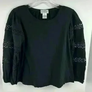 Linda Leal Women's Black Peasant Blouse‎ Long Sleeve Size S thumbnail 1