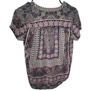 Lucky Brand Boho Patterned V-Neck High/Low Short Sleeve Shirt thumbnail 4