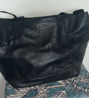 MICHAEL Michael Kors Black Pebbled Leather Shoulder Tote with Gold Logo thumbnail 1