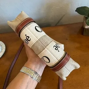 Chloé Mini Woody Tote White Brown Linen Canvas thumbnail 6