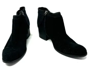 Toms Size 6.5 Boots Black 2"‎ Heel Side Zip Pointed Toe Leather Suede Workwear thumbnail 1