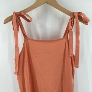 TOPSHOP Dress Size 2 Tiered Poplin Midi Peach Orange Casual Summer Ties NWT thumbnail 7