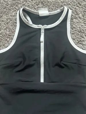 Black Midi Tank Dress with White Zip Trim thumbnail 5