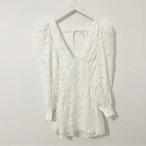 NWT NEW For Love & Lemons Maureen Mini Dress White Lace Size XS thumbnail 2