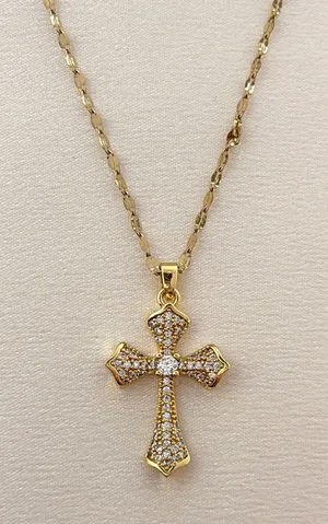 CZ Cross Pendant Necklace for Women thumbnail 1