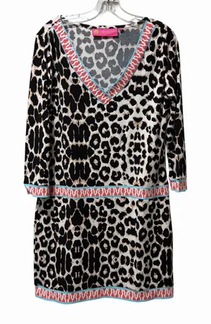 Macbeth Collection by Margaret‎ Josephs Sheath Dress Leopard Print Black Medium thumbnail 1