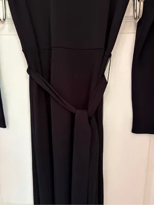 NWT!! Ann Taylor Long Sleeve Mock Neck MIDI Dress in Black with Waist Tie thumbnail 7