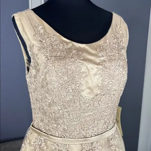 Women’s Gold Satin and Tulle Floral Short Prom Party Formal Dress Size 8 NEW thumbnail 2