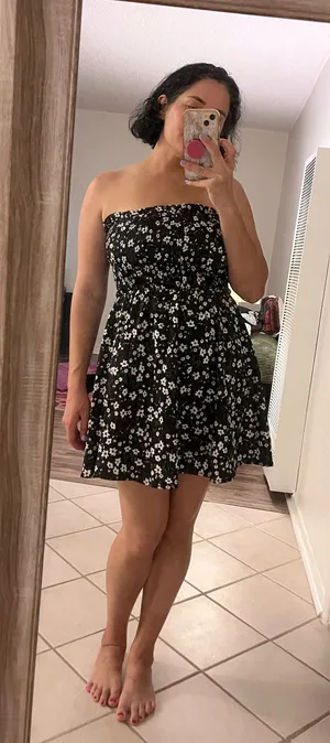 Black Baby Doll Floral Dress thumbnail 1