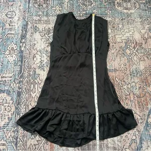 Deluc NWT Harlow Black Satin Mini Dress Size Medium Sleeveless Ruffle Dress thumbnail 11