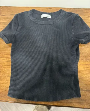 Urban Outfitters Black Ribbed Short Sleeve Tee thumbnail 1