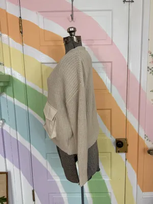 English Factory Cream Chunky Knit Utility Pocket V-Neck Cardigan XS 💛🍄 thumbnail 4