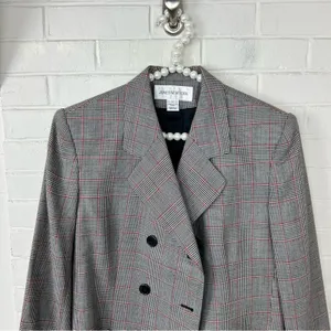 Vintage Jones New York Plaid Herringbone Houndstooth Double Breasted Blazer thumbnail 4
