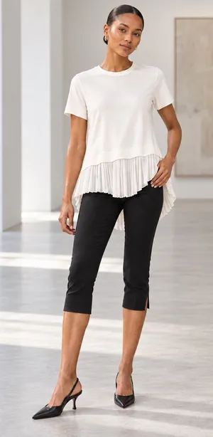 Banana Republic White Cotton Pleated Back Top Quiet Luxury Minimalist XS thumbnail 1