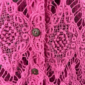 FREE PEOPLE Women’s Size Medium Until Sundown Shirt Cover-Up Boho Pink Crochet‎ thumbnail 4