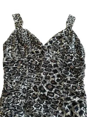 Express Mesh Lace Animal Print Babydoll Ruched Y2K Indie Sleaze Edgy Mob Wife thumbnail 2