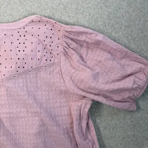 Knox Rose Women's XXL Lavender Eyelet Ruffle Button Front Blouse Top Puff Sleeve thumbnail 8