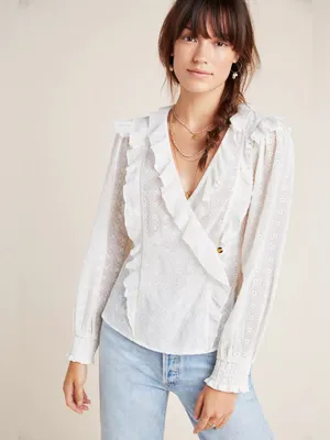 Anthropologie Maeve Laila Ruffled Blouse thumbnail 2