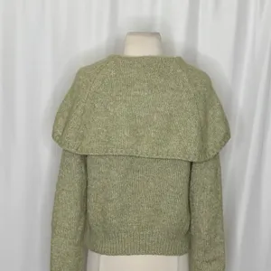 ZARA Wide Lapel Cape Collar Knit Sweater Sage Green Pullover Cottagecore Medium thumbnail 11