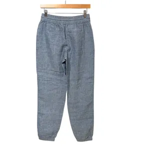 Athleta Retreat Linen Pant Blue Heathered Jogger Drawstring Tapered Leg NEW thumbnail 3