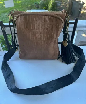 Steve Madden Taupe Embossed Crossbody with Black Tassel Strap thumbnail 1