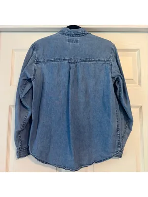 Vintage Cabin Creek Blue Embroidered Denim Button Down Shirt Small thumbnail 2